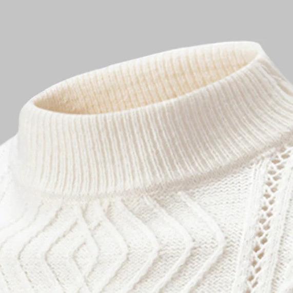 Warmes Rollkragen-Sweater Merino-Wolle Kabelmuster - IdealeKleiden