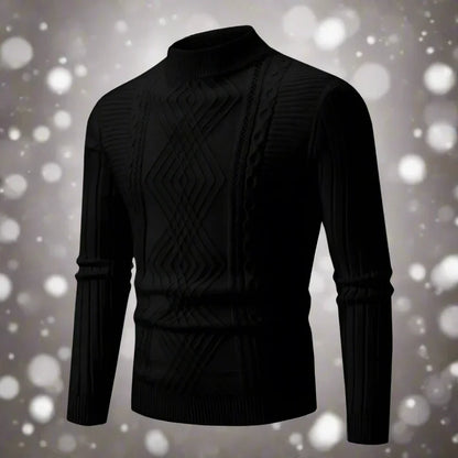 Pull chaud à col roulé en laine mérinos torsadée