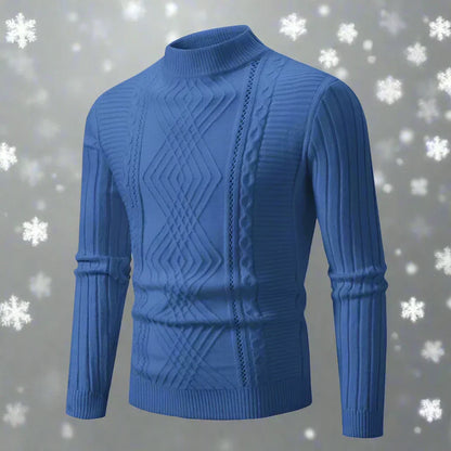 Pull chaud à col roulé en laine mérinos torsadée