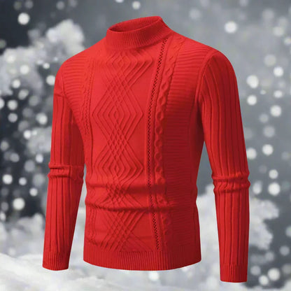 Pull chaud à col roulé en laine mérinos torsadée