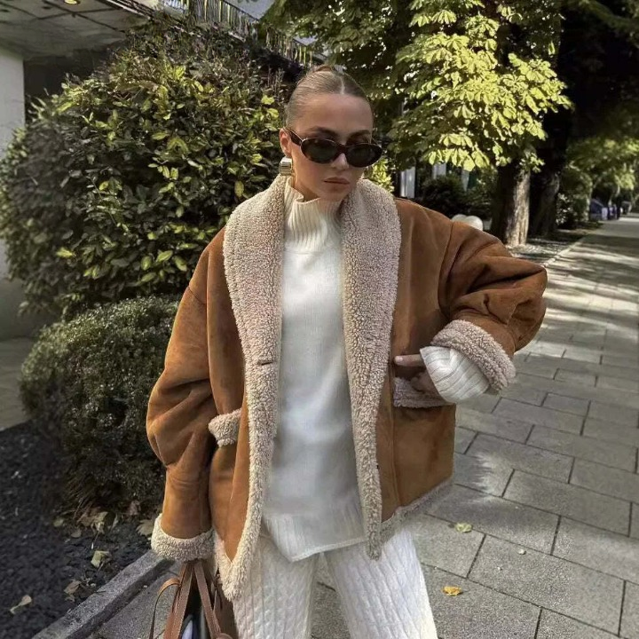 Manteau pour femme marron chaud d'hiver