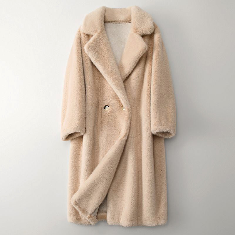 Élégant manteau d'hiver beige pour femme