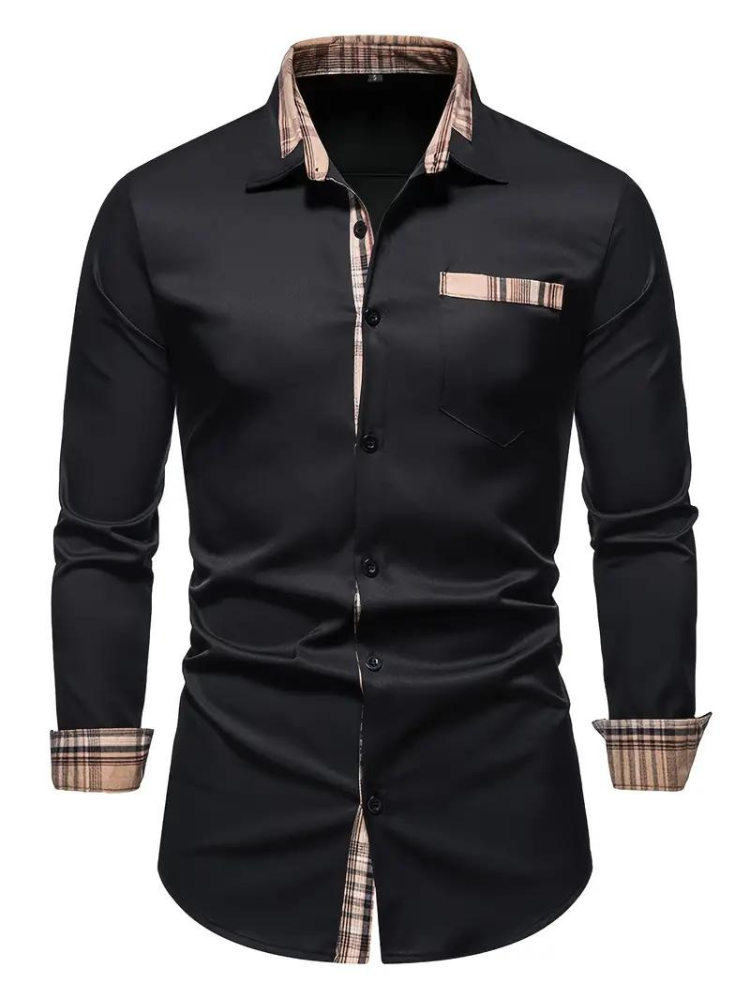 Chemise Homme Manches Longues Revers Moderne