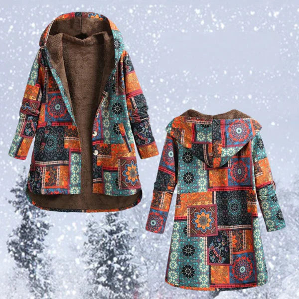 Manteau d'hiver bohème imprimé floral femme