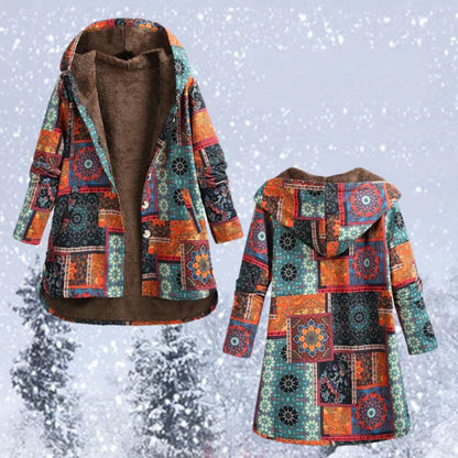 Manteau d'hiver bohème imprimé floral femme