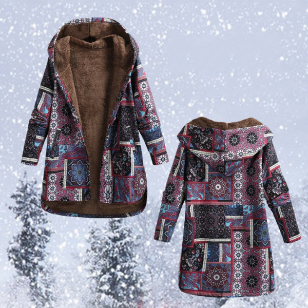 Manteau d'hiver bohème imprimé floral femme
