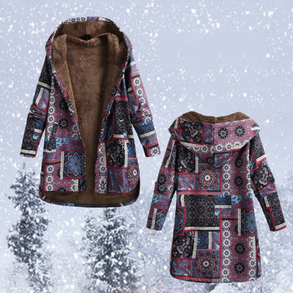 Manteau d'hiver bohème imprimé floral femme
