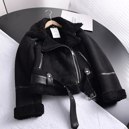 Veste d'hiver élégante en daim pour femme