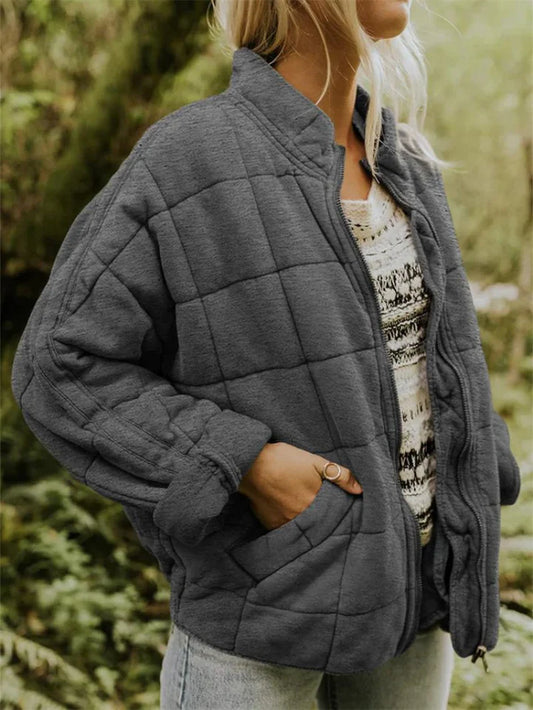 Bequeme Damenjacke aus dickem Baumwollstoff - IdealeKleiden