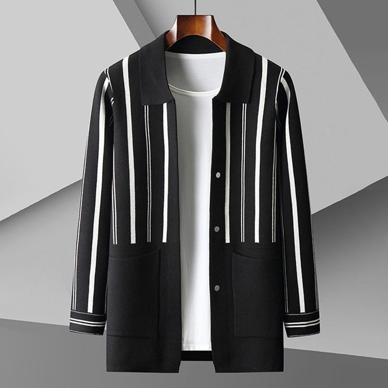 Kuschelige Strickjacke Große Passform Wollmix mit Knöpfen und Taschen - IdealeKleiden