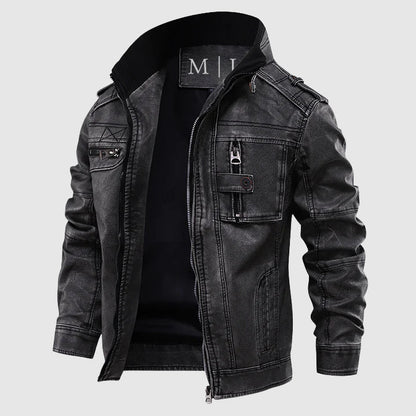 Blouson en cuir élégant pour femme bleu nuit