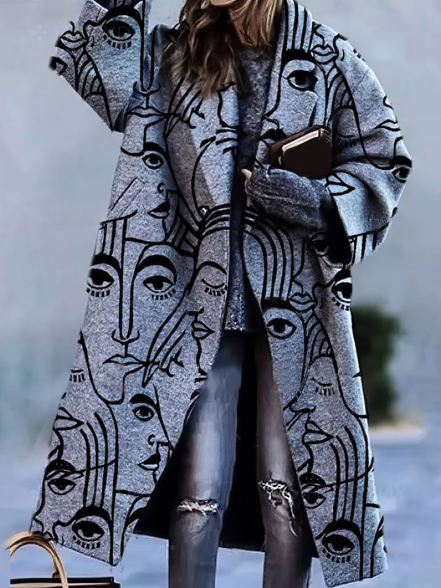 Manteau Long d'Hiver Femme Col Revers Élégant