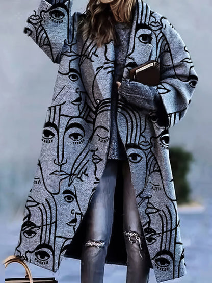 Élégant manteau long pour femme avec col à revers