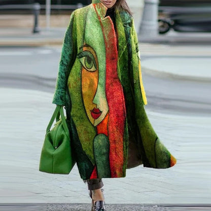 Élégant manteau long pour femme avec col à revers
