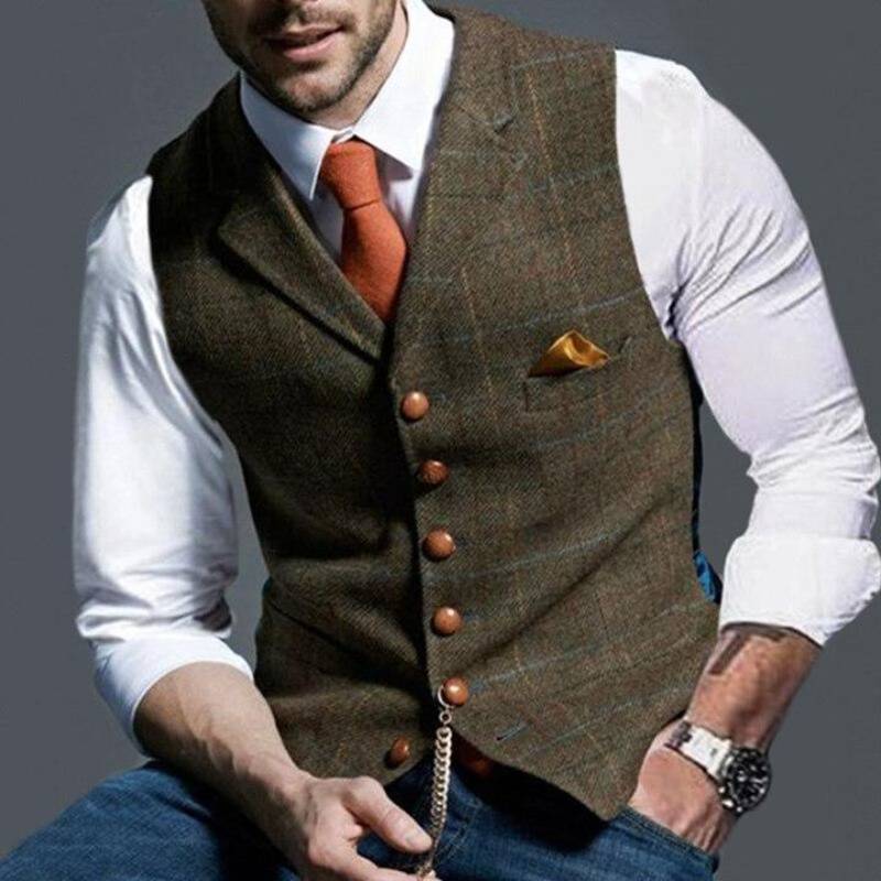 Gilet à carreaux pour hommes Coupe moderne