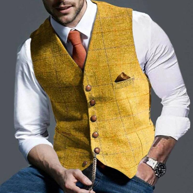 Gilet à carreaux pour hommes Coupe moderne
