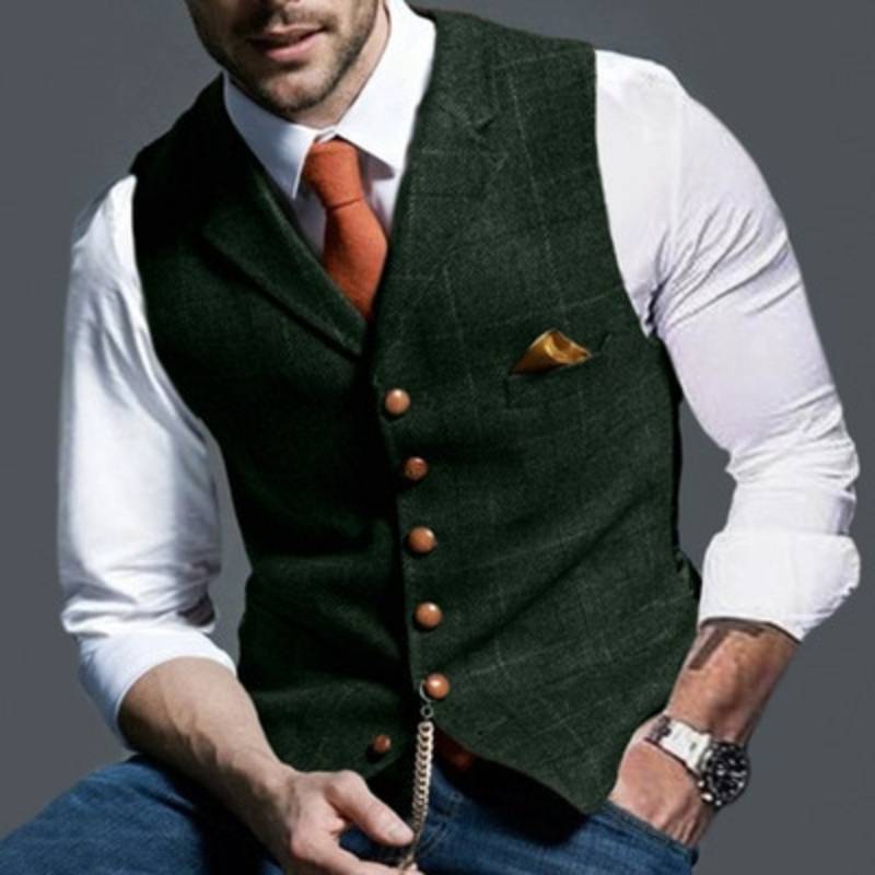 Gilet à carreaux pour hommes Coupe moderne
