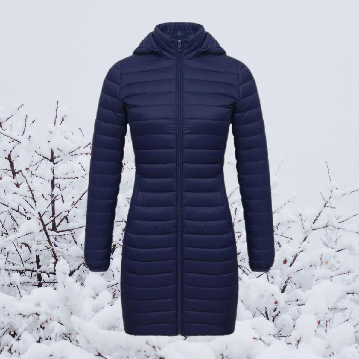 Doudoune longue d'hiver chaude rembourrée à capuche pour femme