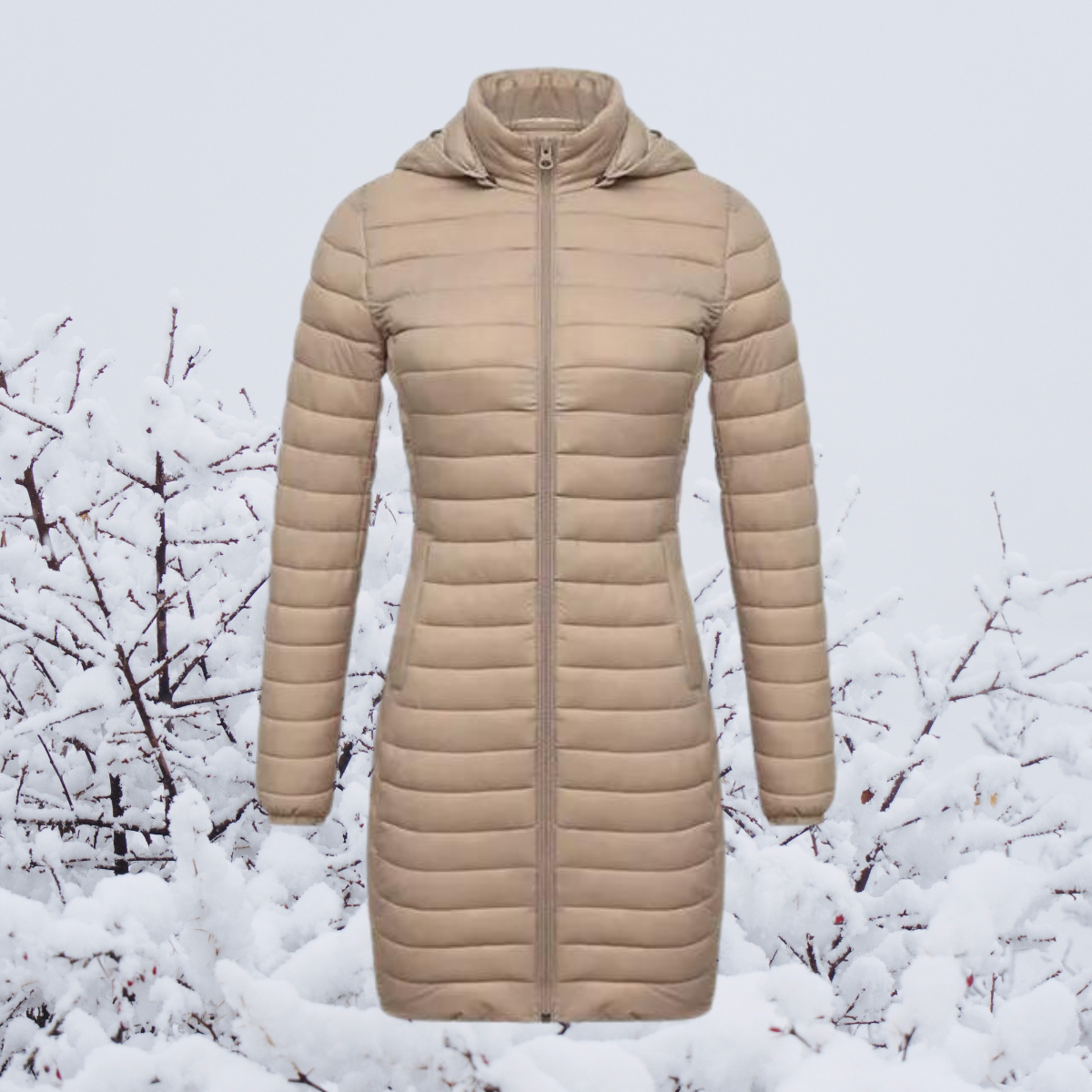 Doudoune longue d'hiver chaude rembourrée à capuche pour femme