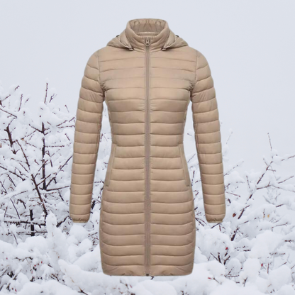 Doudoune longue d'hiver chaude rembourrée à capuche pour femme