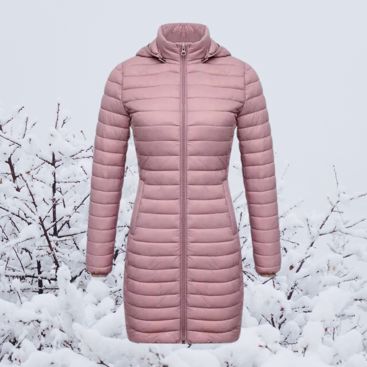 Doudoune longue d'hiver chaude rembourrée à capuche pour femme