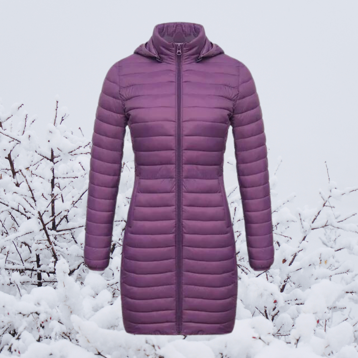 Doudoune longue d'hiver chaude rembourrée à capuche pour femme
