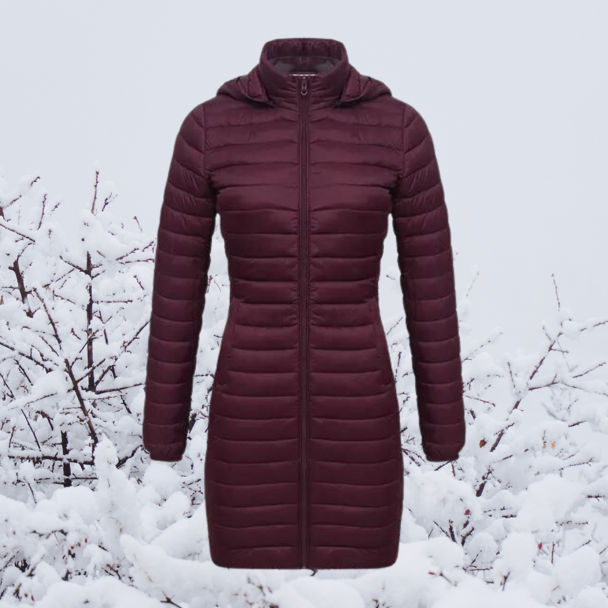 Doudoune longue d'hiver chaude rembourrée à capuche pour femme