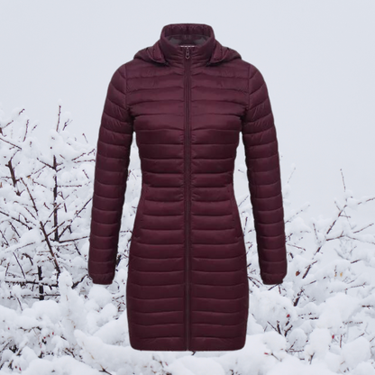 Doudoune longue d'hiver chaude rembourrée à capuche pour femme