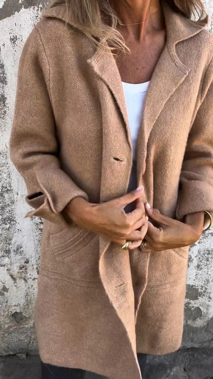 Manteau long femme, mélange de laine, classique, cintré
