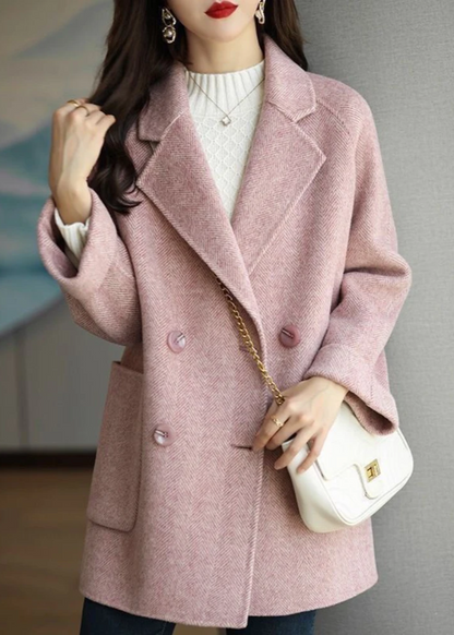 Élégant trench-coat femme en laine mélangée à double boutonnage