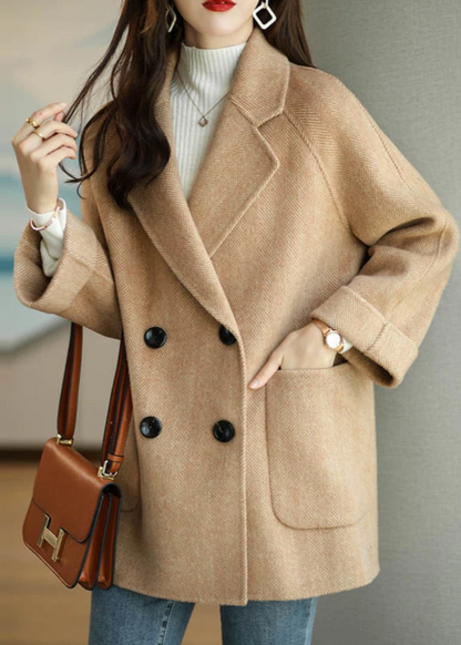 Élégant trench-coat femme en laine mélangée à double boutonnage