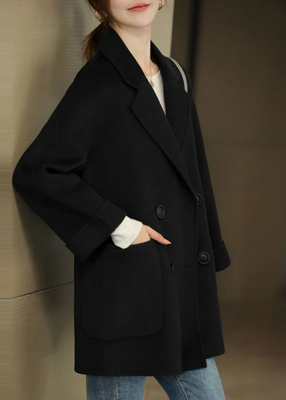 Élégant trench-coat femme en laine mélangée à double boutonnage