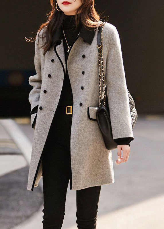 Veste en cuir grise design élégant