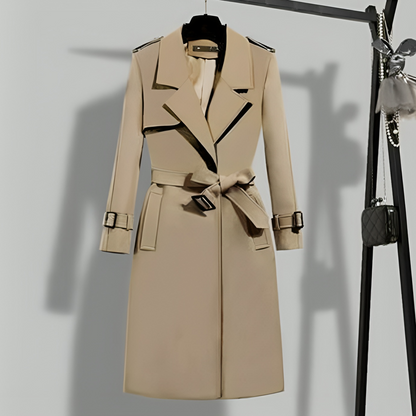 Stilvoller Damen Trenchcoat Elegant Schwarz - IdealeKleiden