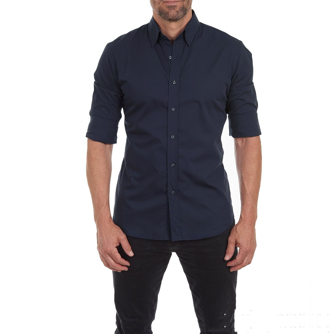 Chemise habillée moderne pour homme avec patte de boutonnage