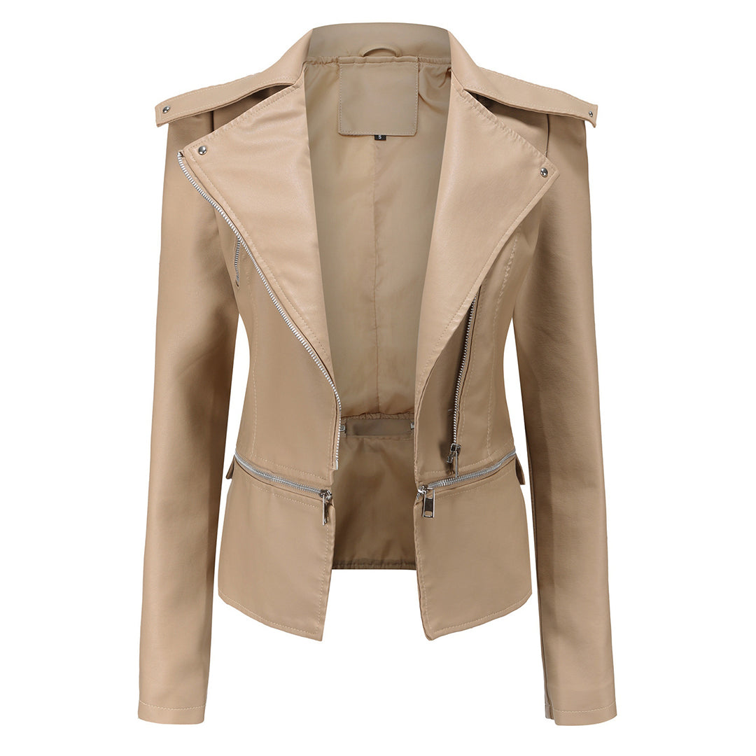 Blouson en cuir tendance pour femme automne