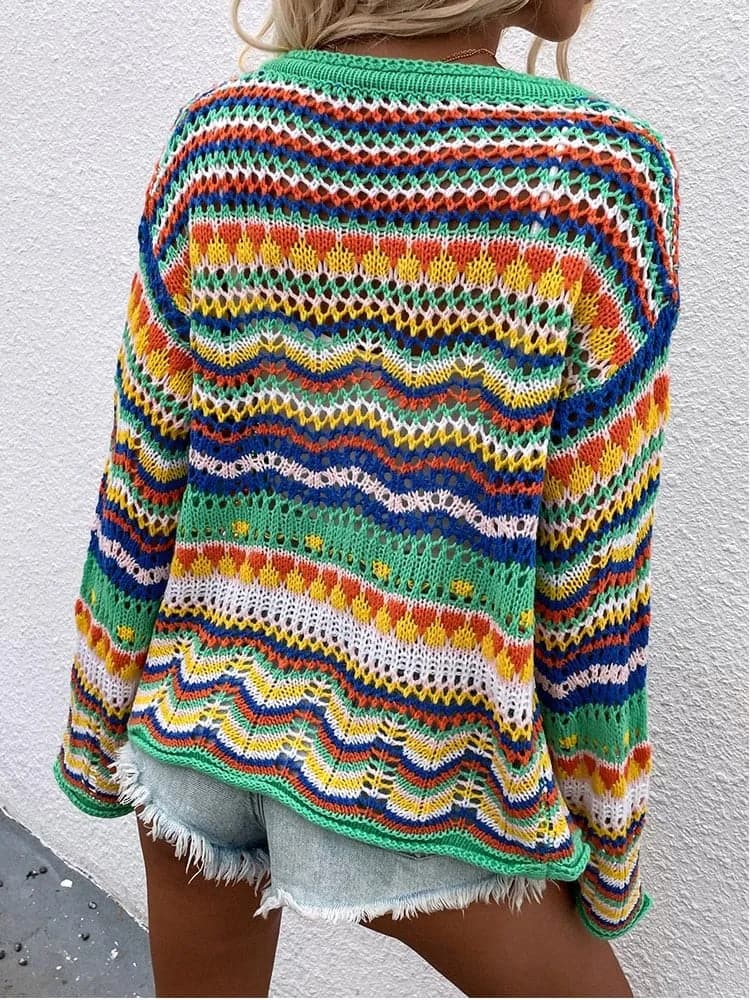 Damenschal Cardigan Leicht Gestrickt Atmungsaktiv - IdealeKleiden