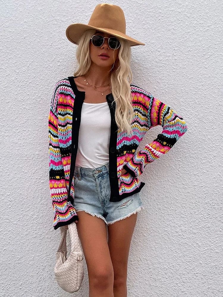 Cardigan léger tricoté et respirant pour femme
