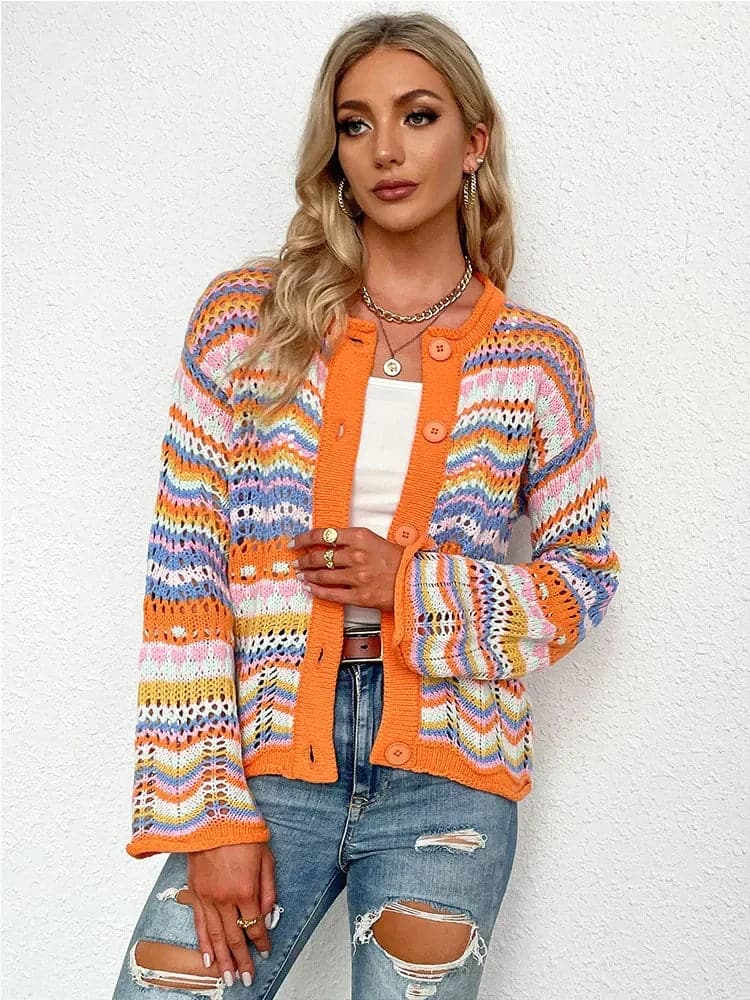 Cardigan léger tricoté et respirant pour femme