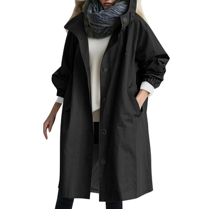 Trench-coat imperméable à capuche pour femme