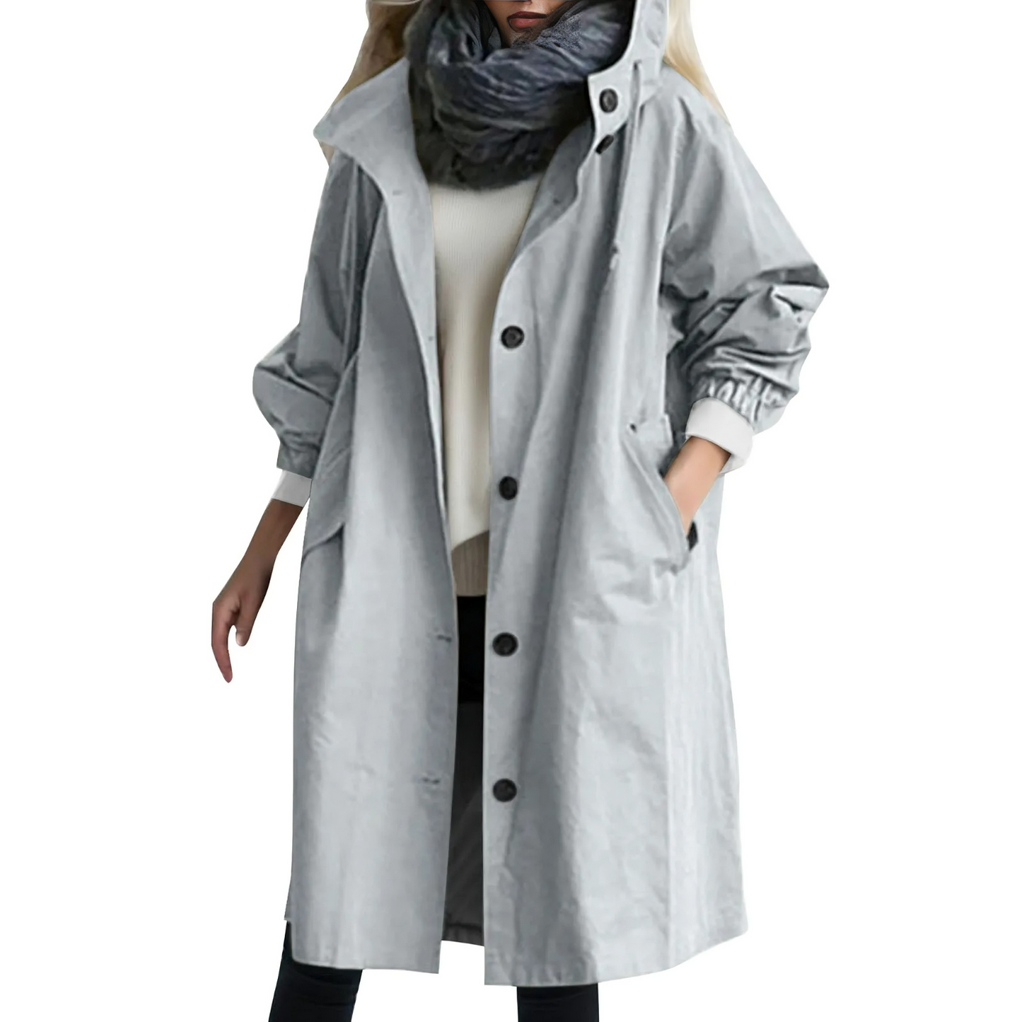 Trench-coat imperméable à capuche pour femme
