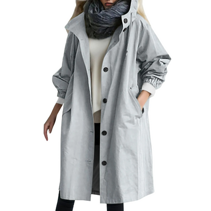 Trench-coat imperméable à capuche pour femme