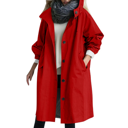 Trench-coat imperméable à capuche pour femme