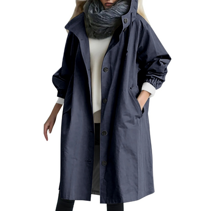 Trench-coat imperméable à capuche pour femme