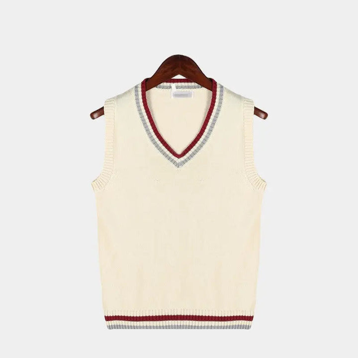 Pull homme sans manches col V moderne en maille