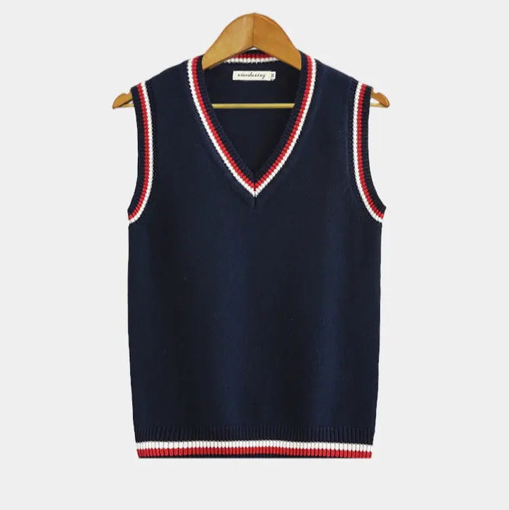 Pull homme sans manches col V moderne en maille