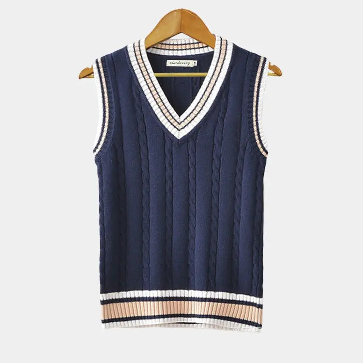 Pull homme sans manches col V moderne en maille
