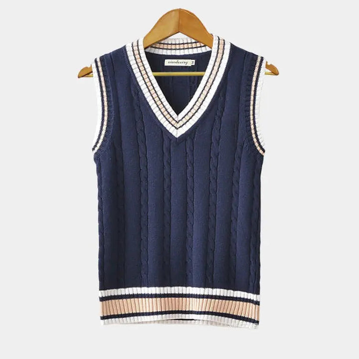 Pull homme sans manches col V moderne en maille