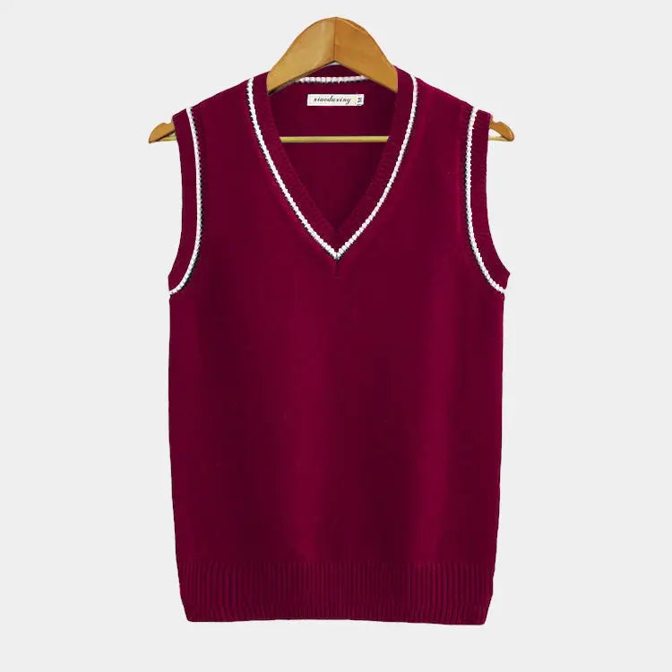 Pull homme sans manches col V moderne en maille