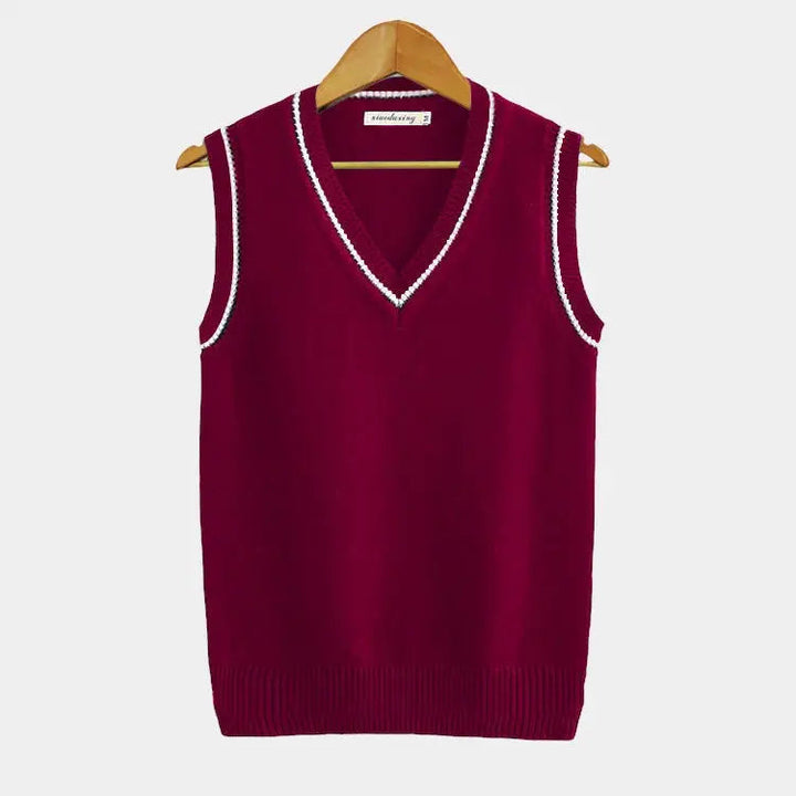 Pull homme sans manches col V moderne en maille